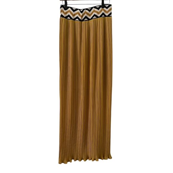 Dear Creatures Anthropologie Pleated Mustard Yellow Maxi Skirt Size M - Picture 3 of 9